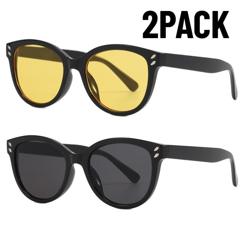 1/2PACK Round Sunglasses Unisex UV400 Protection Fashion Eyewear Women Outdoor Travel Sun Shades