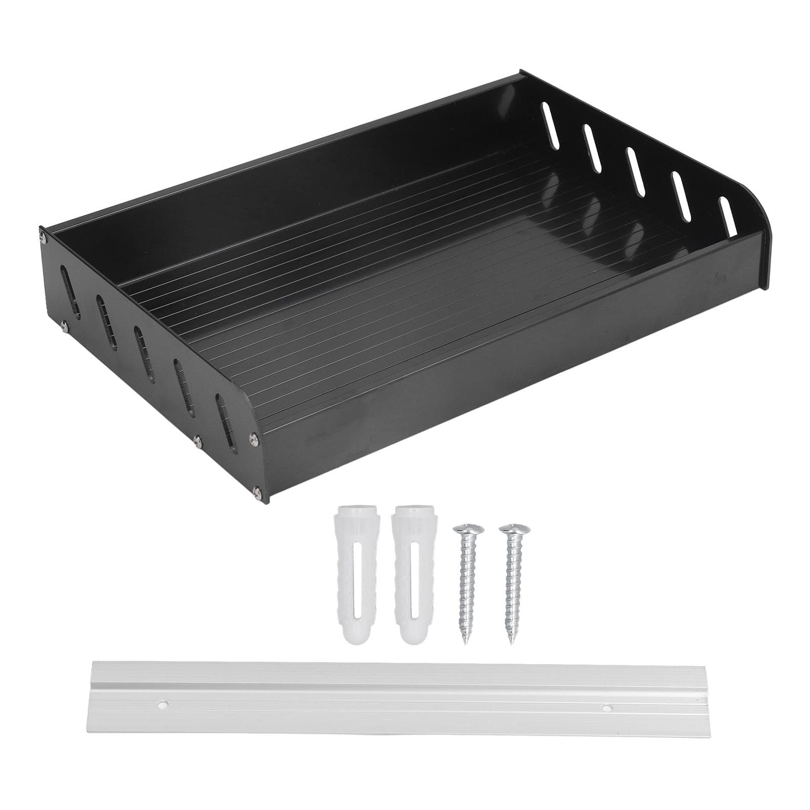 Wall Mounted Spice Rack Black Spacious Three Sided Guardrail Design Beautiful Kitchen Spice Storage