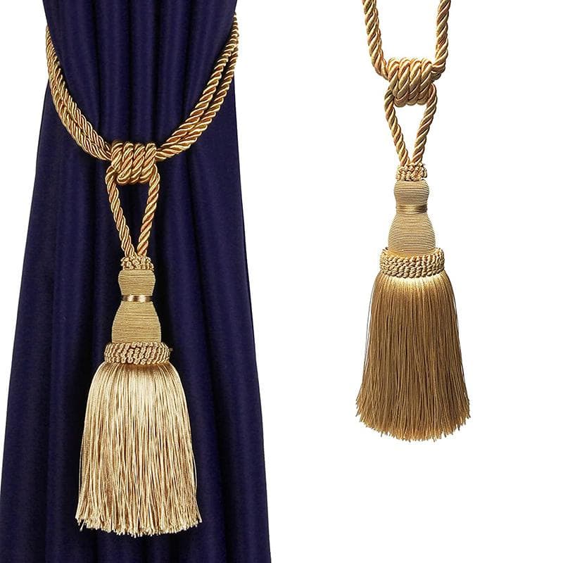 1 Pack Curtain Tiebacks Tassel Drapery Tie-Backs Rope Handmade Holdbacks Home Office Hotel Decorative 1PC gold