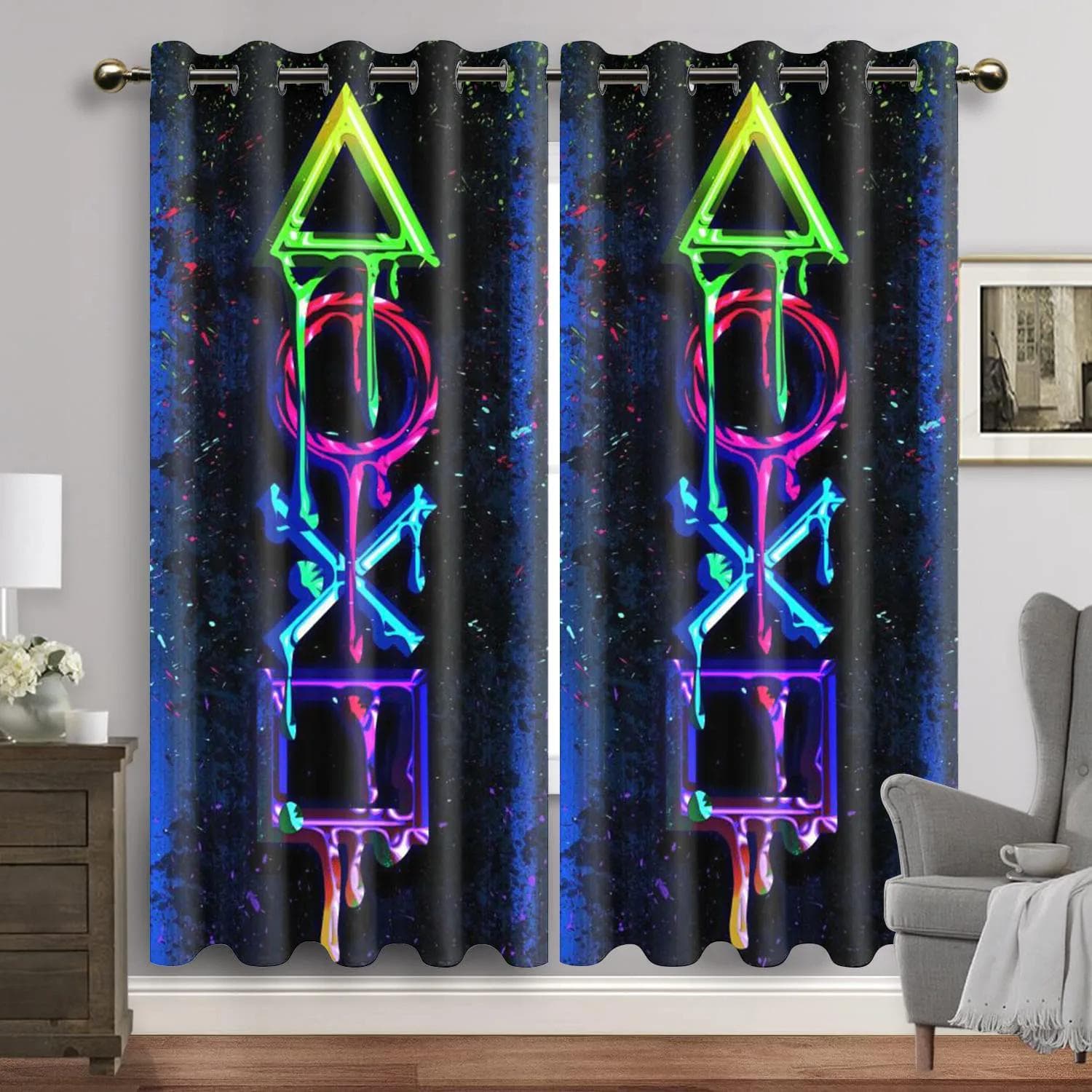 Cartoon Video Game Controller Playing Window Curtains for Bedroom Living Room Home Decor Luxury Valance Curtains for Kitchen 1x50W60H(CM)&Hook
