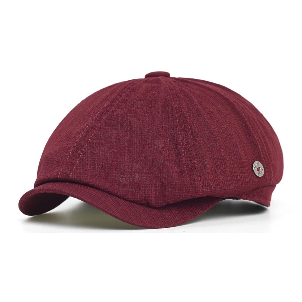 Spring Summer Breathable Mesh Newsboy Caps Men Woman Casual Beret Flat Ivy Cap Soft Solid Driving Fashion Peaked Cap Unisex 56-59 cm red