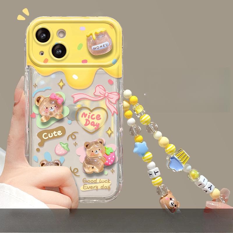 Love Bear Doll Chain Applicable To Apple 15 Mobile Case IPhone 14/13pro Flip Mirror 11 Cartoon iphone 11