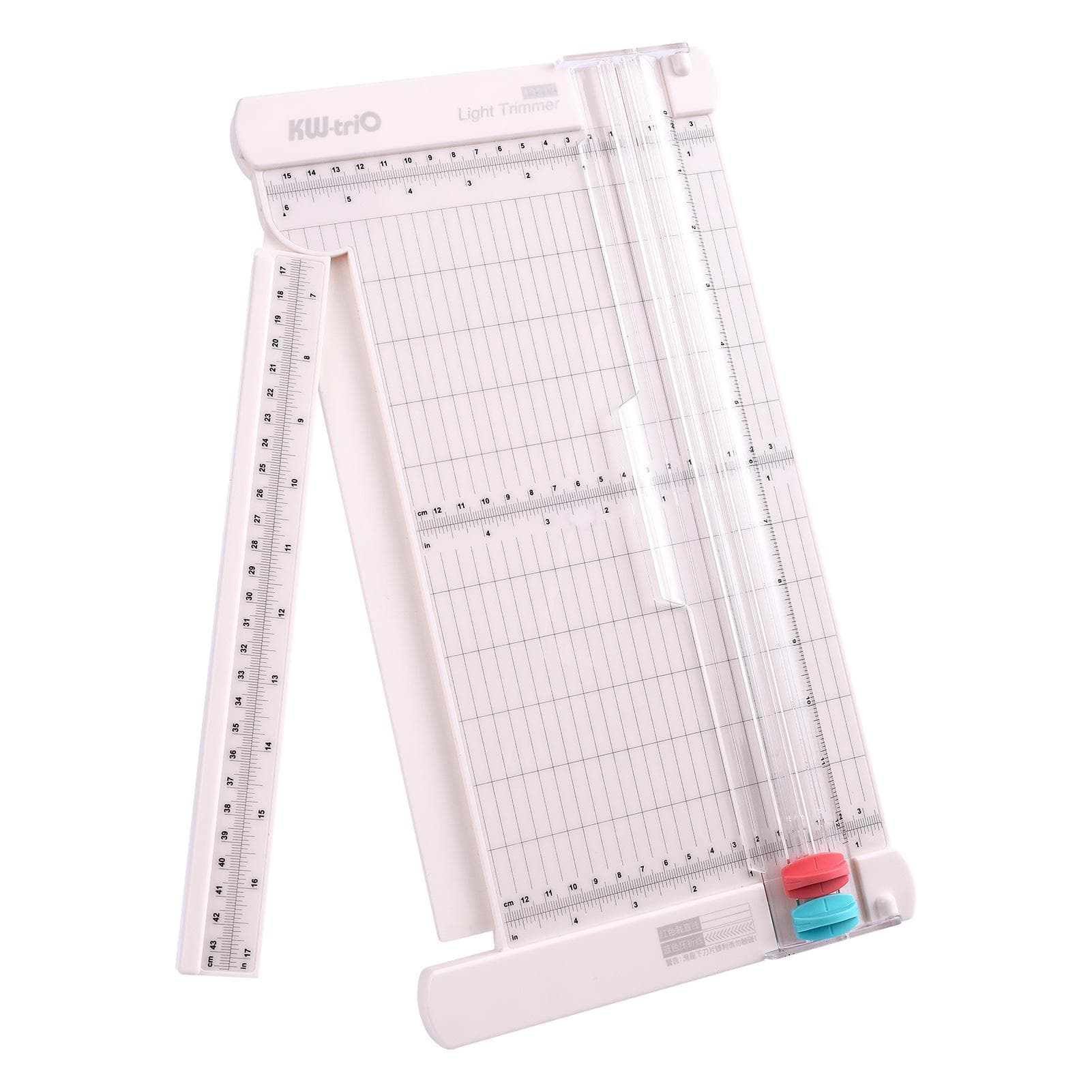 KWtrio Portable Paper Cutter 12.6 Inch Cutting Length Desktop Craft Paper Trimmer with Straight white