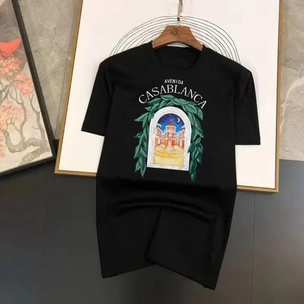 Vintage High Street CASA T-Shirt Printed Plus Size Hip Hop Tees Harajuku Casual Loose Women Men Short Sleeve Tops XXL black
