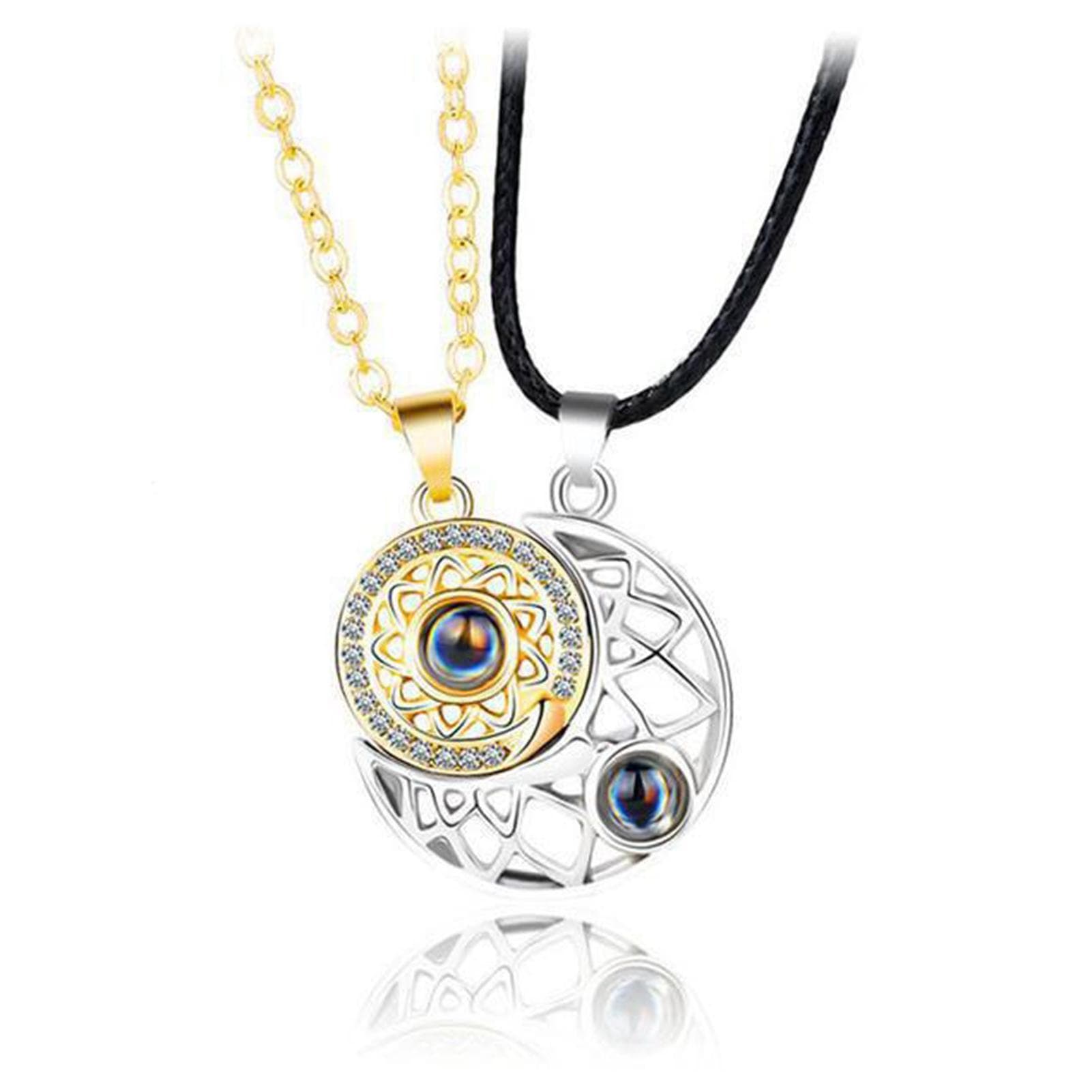 Magnetic Couple Necklace for Him Her Moon Sun Shape Matching Necklace Couple Necklace