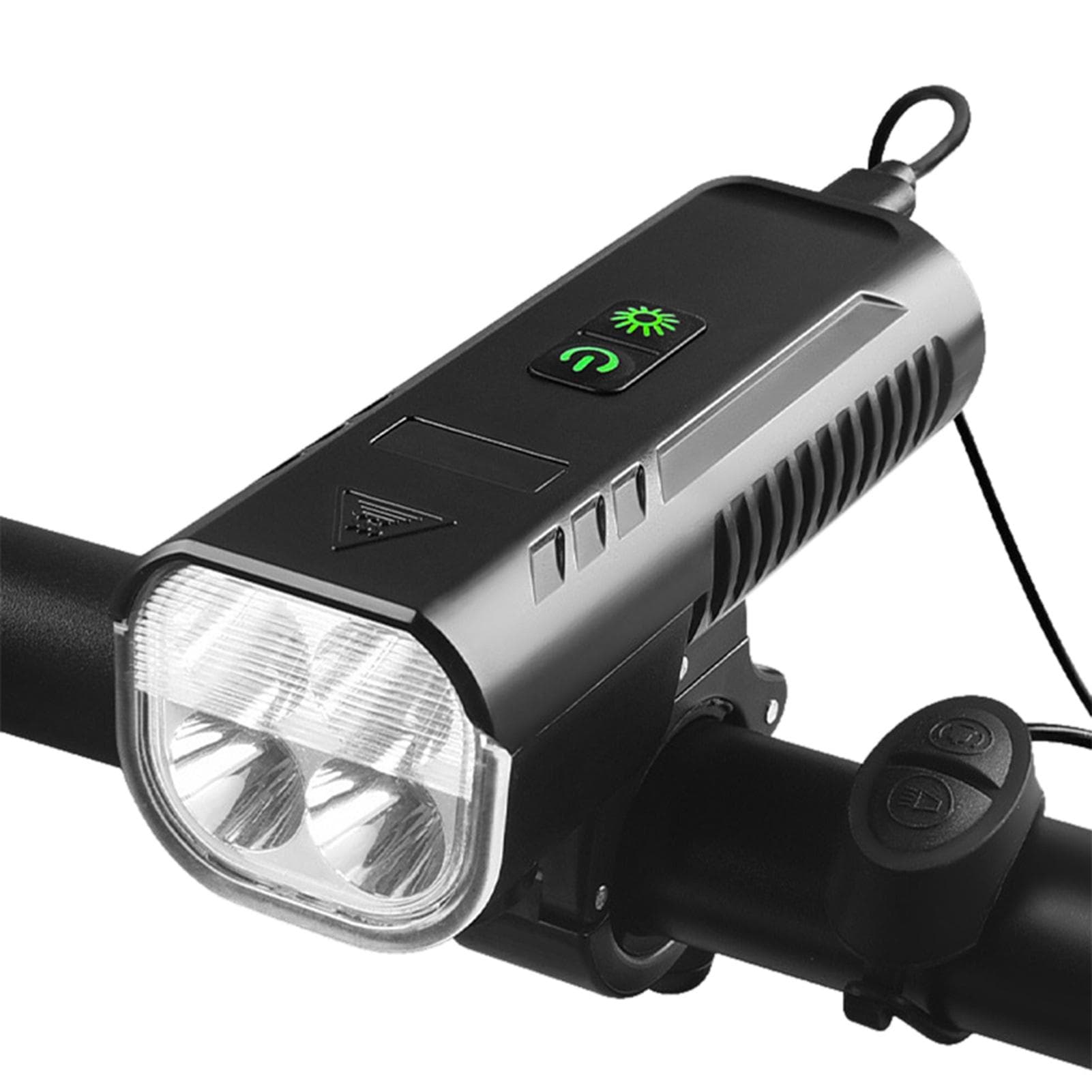 Bike Front Light with Horn USB Rechargeable Bicycle Headlight Waterproof Cycling Night Riding Light black