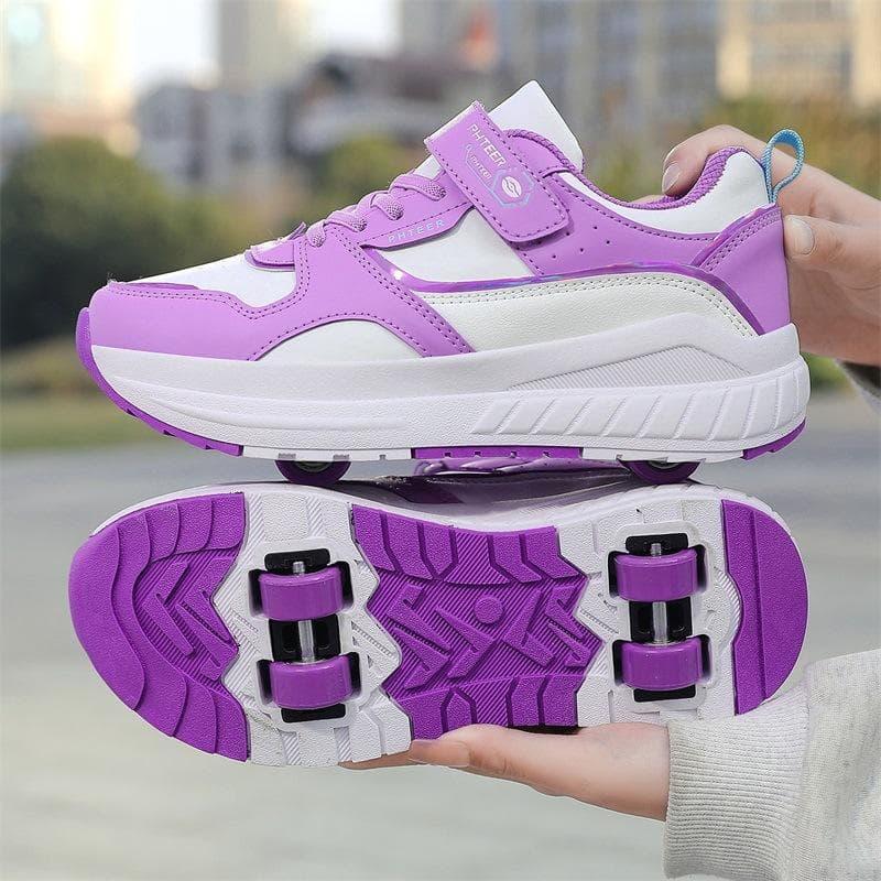 Four-wheel Runaway Shoes Children's Deformation Shoes Boys and Girls Dual-purpose Roller Skates Double-row Roller Skates Adult 40