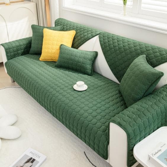 Solid Color Non-slip Sofa Cover Thicken Soft Plush Sofa Cushion Towel for Living Room Furniture Decor Slipcovers Couch Covers 90x180cm 1pc army green