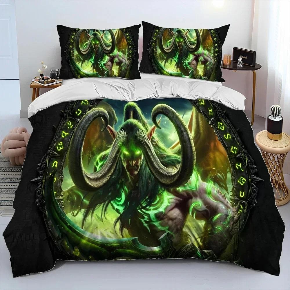 3D Print Game World Warcraft WOW Bedding Set Duvet Cover Bed Set Quilt Cover Pillowcase Comforter king Queen Size Boys Adult AU King 240x210cm