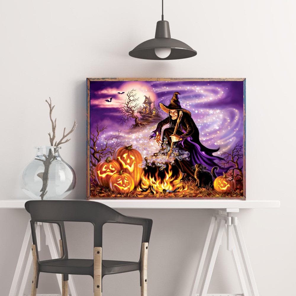 5d Diamond Painting Full Witch Diamond Cartoon Diamond Embroidery Art Rhinestones Paint with Diamond 20X30CM