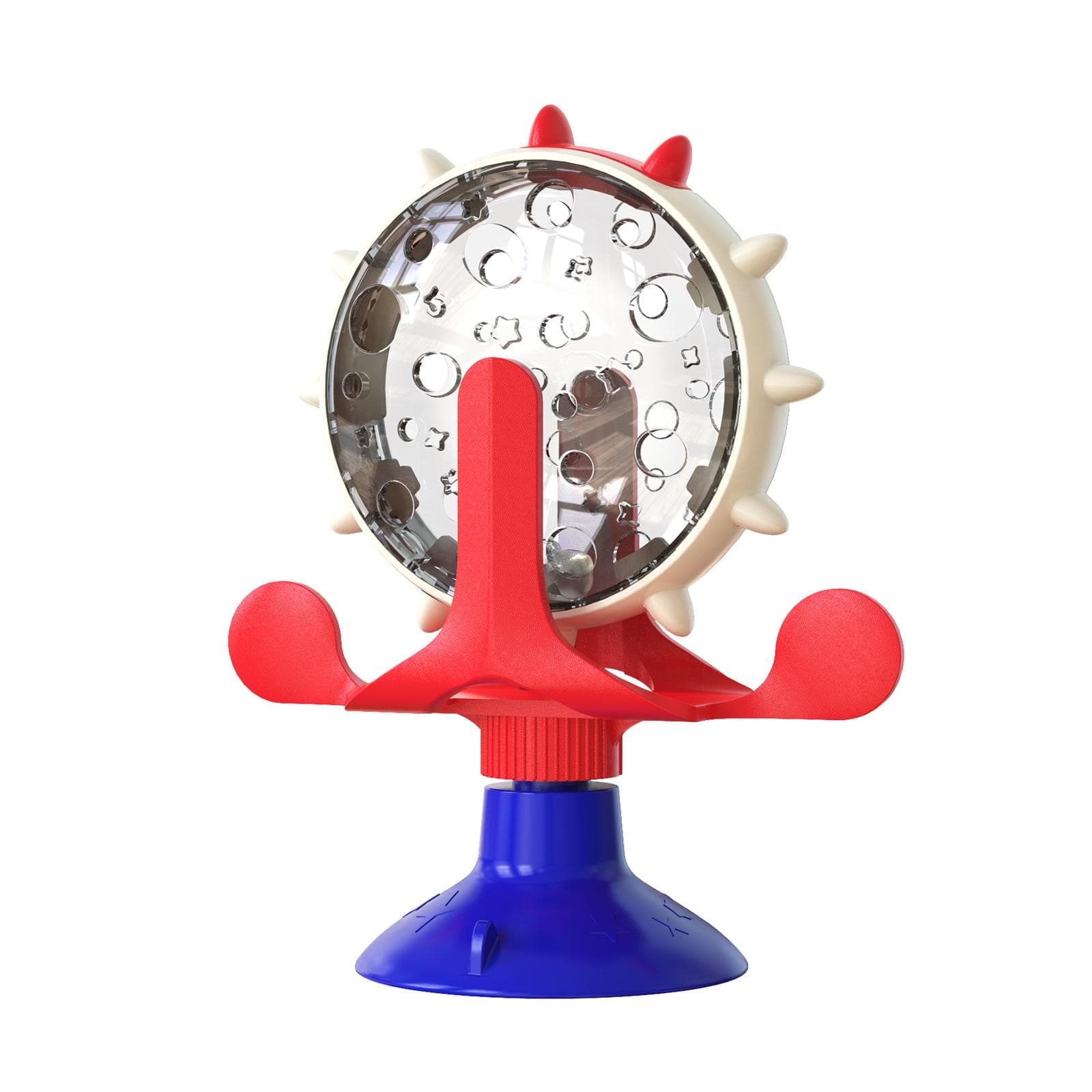 Cat Toy Treat Dispenser With Bell Funny Rotatable Wheel Slow Feeder Kitten Puppy Interactive Toys For Small Dogs Pet Accessories red