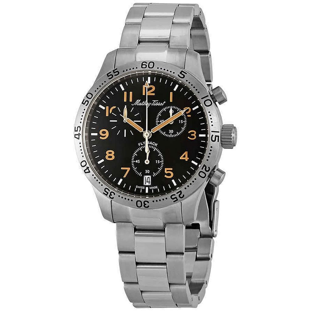 Mathey-Tissot Type 21 Flyback Chronograph Stainless Steel Black Dial Quartz H1821CHANO Men's Watch black