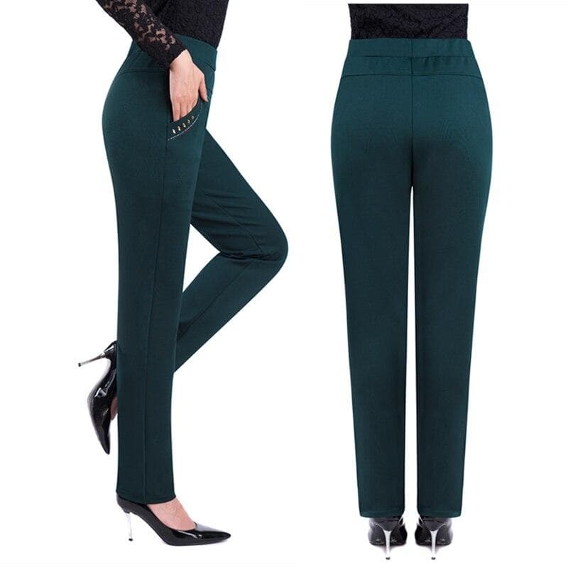 Casual Pants Woman Fashion High Waist Elegant Slim Black Straight Pants Large Size Trousers XXXL green