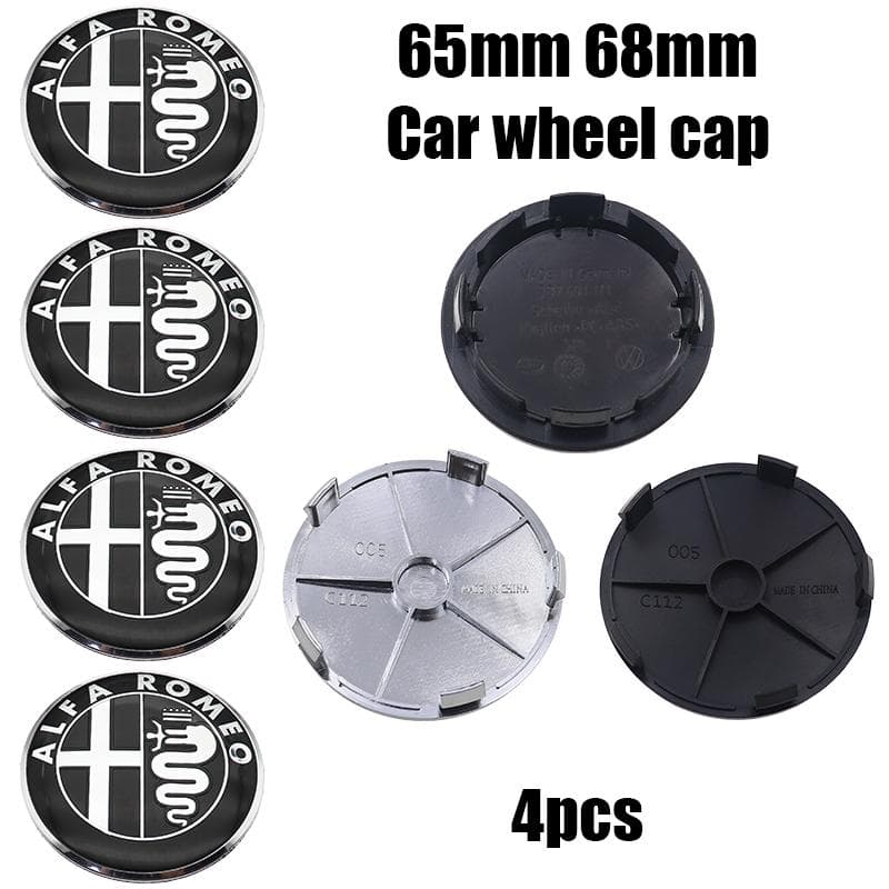 For Alfa Romeo 4pcs 65mm 68mm alfa romeo 3D Car wheel emblem Wheel Center Hub auto Rim refit dust-proof badge covers cap styling 68mm silver cap