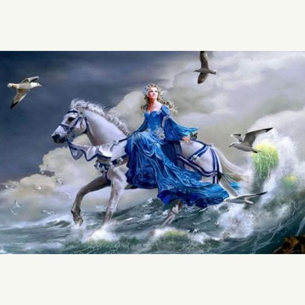 Cross Stitch Kit DIY Diamond Embroidery Horse riding Princess Full Round Diamond Painting Mosaic Home Decor 20X30CM