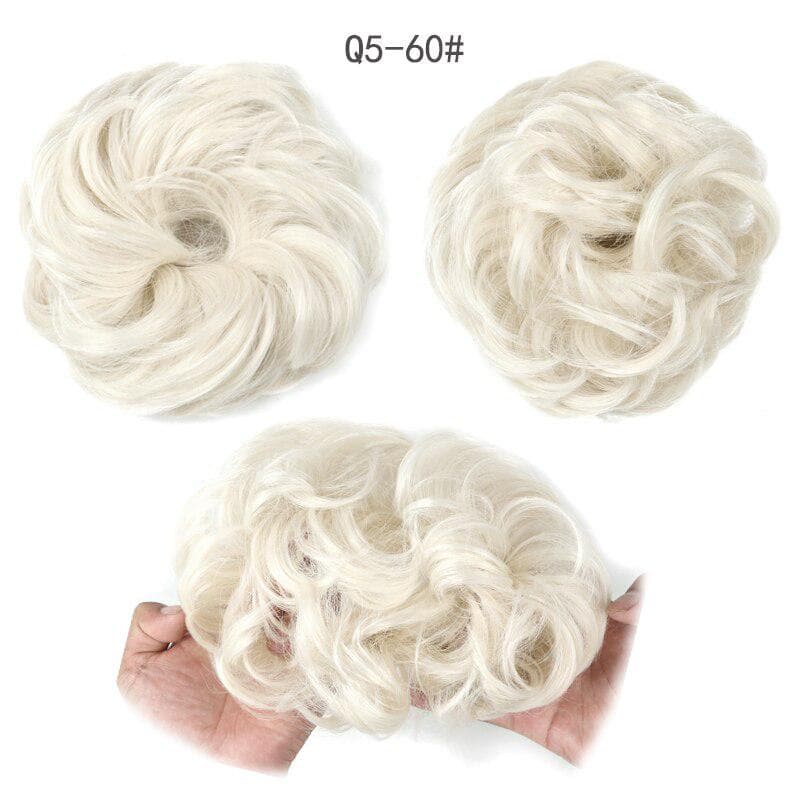 Women's Synthetic Messy Chignon Donut Hair Bun Pad Elastic Hair Rope Rubber Band Hair Extensions 60