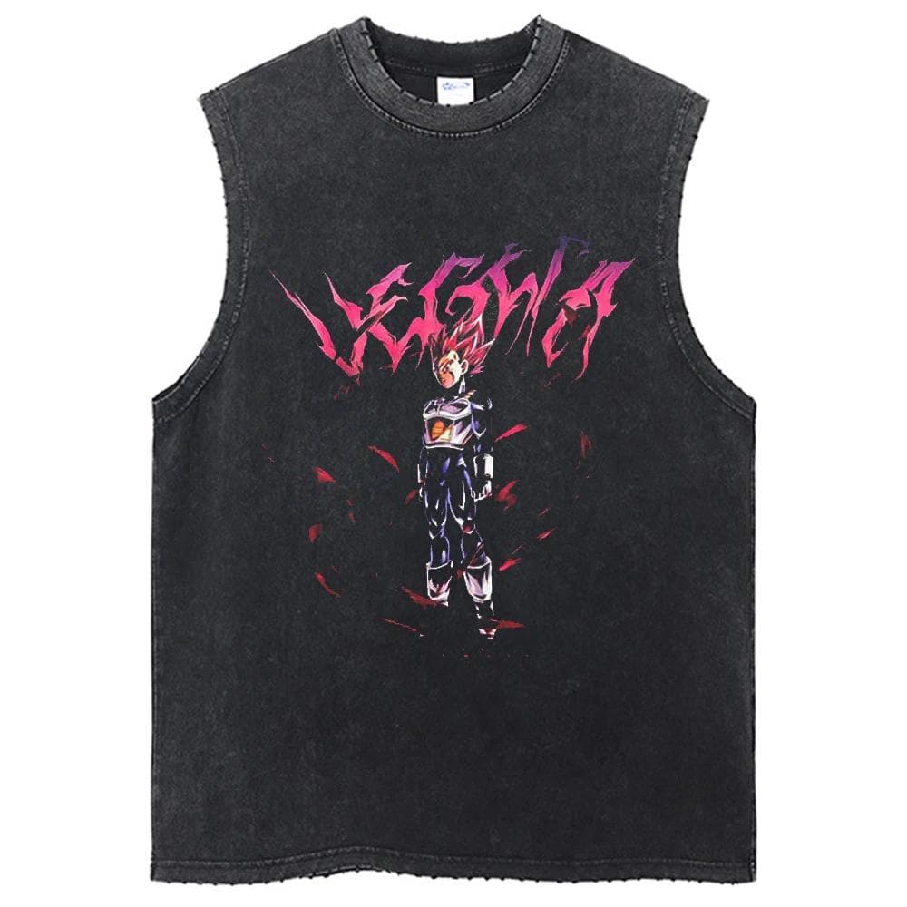 Dragon Ball Z T-shirts Harajuku Hip Hop Fashion Vintage Washed Anime Man Tops Tees Retro Manga Oversize Sleeveless Vest M