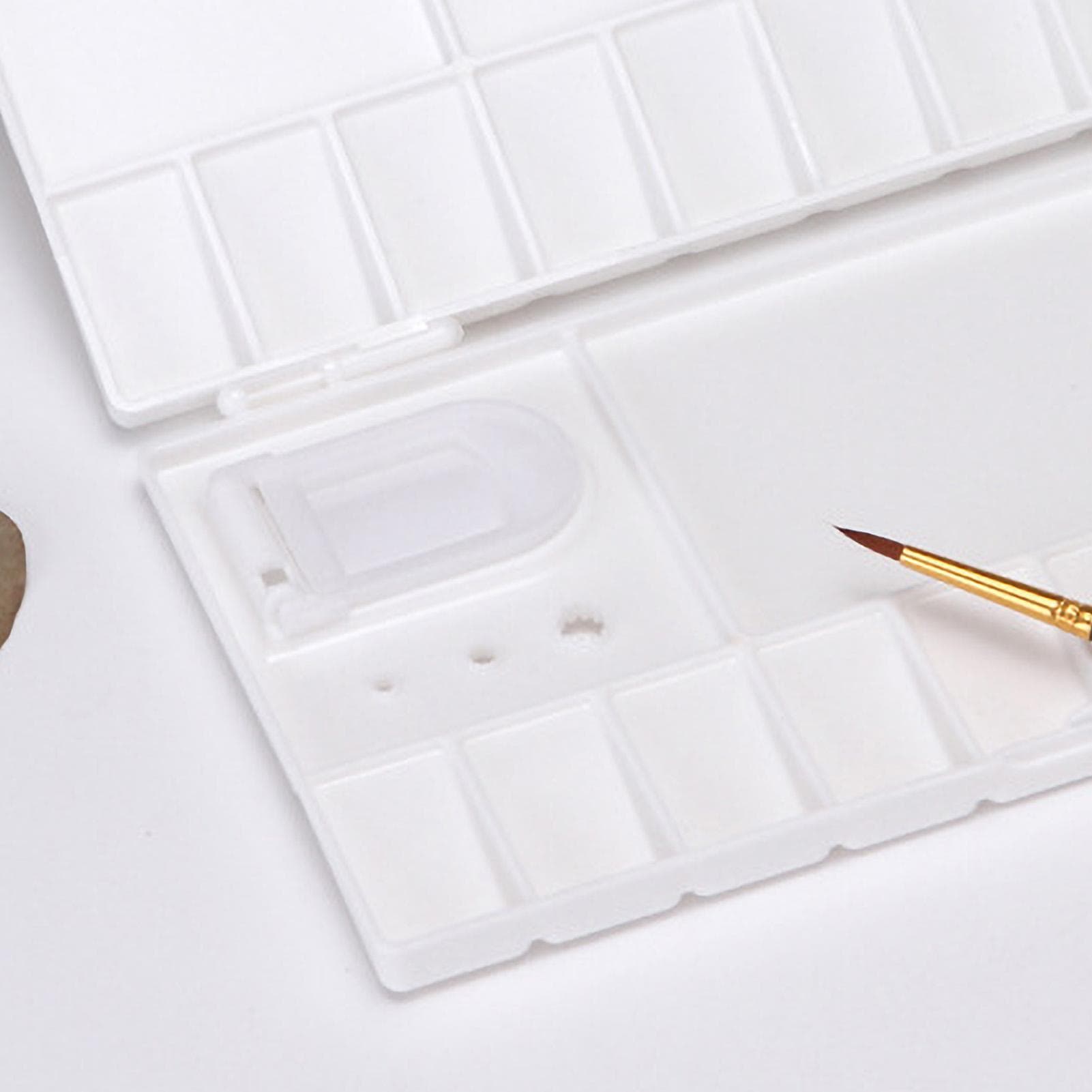 Fold Out Palette White Reversible Plastics Elongated Watercolor Palette for Painter Student