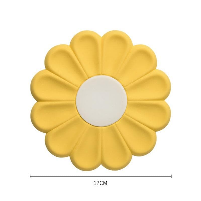 Daisy Shape Silicone Coaster Kitchen Table Heat Resistant Anti-scalding Mat Cup Tableware Placemat Table Decoration yellow
