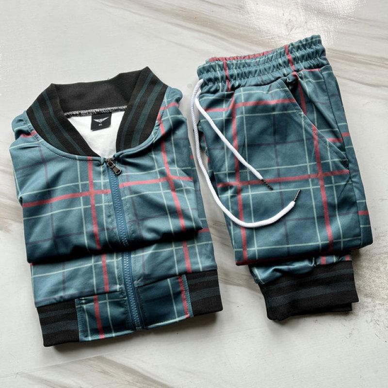 2024 Male Spring Autumn 3D Plaid Jacket Male Suit Casual Clothing Man Sets+Pants 2 Piece Sets Fashion Men's Tracksuit Sportswear XL