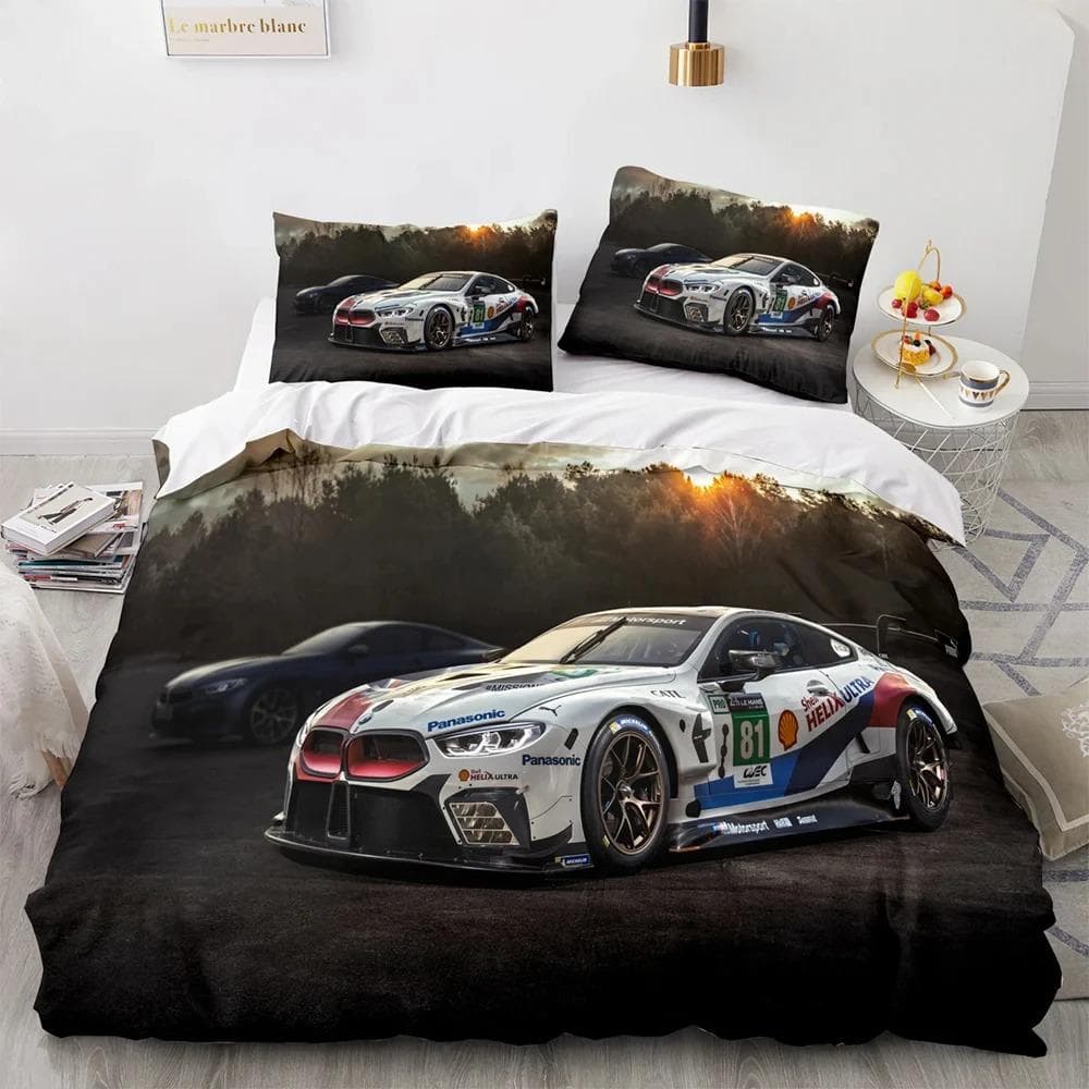 Sports Car Racing Bedding Set Single Twin Full Queen King Size SUV Truck Bed Set Aldult Kid Bedroom Duvetcover Sets Men Boy Gift EU Single 135x200cm
