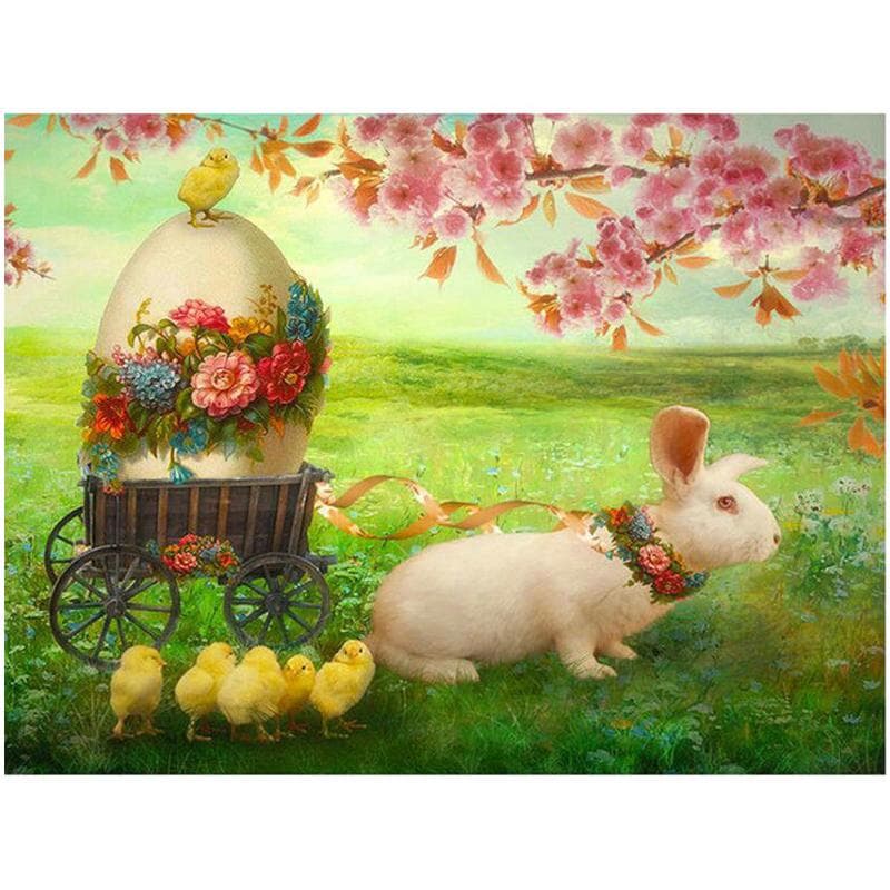 Diamond Painting 5d Cross Stitch Rabbit Egg Full Round Handmade Diamond Embroidery Pictures 20X30CM
