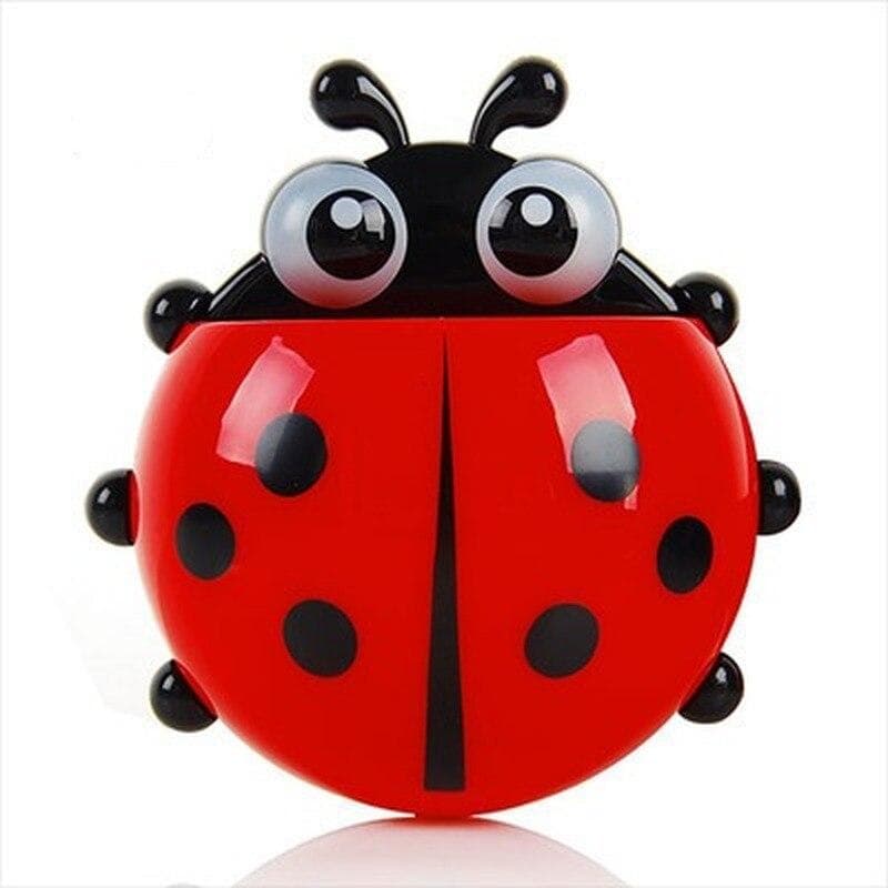 1pcs Ladybug Animal Insect Toothbrush Holder Bathroom Cartoon Toothbrush Toothpaste Wall Suction Holder Rack Container Organizer 14.5*13.5cm red