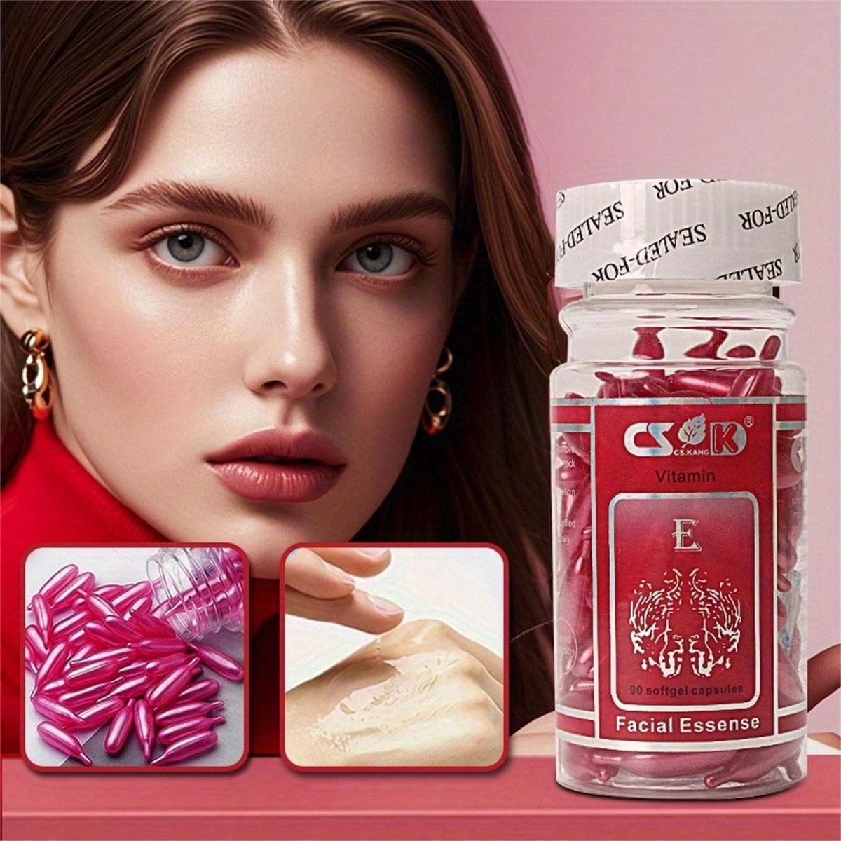 90Pcs Set VE Rejuvenating Moisturizing Essence Facial Capsules - Deeply Rejuvenating And Revitalizing, Long-Lasting Moisturizing And Hydrating Purple multicolour