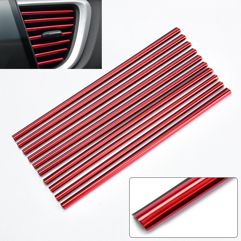 10PCS 20cm Car Air Conditioner Outlet Decorative U Shape Moulding Trim Decor Strips Car Styling Car Door Edge Corner Protector 10pcs red