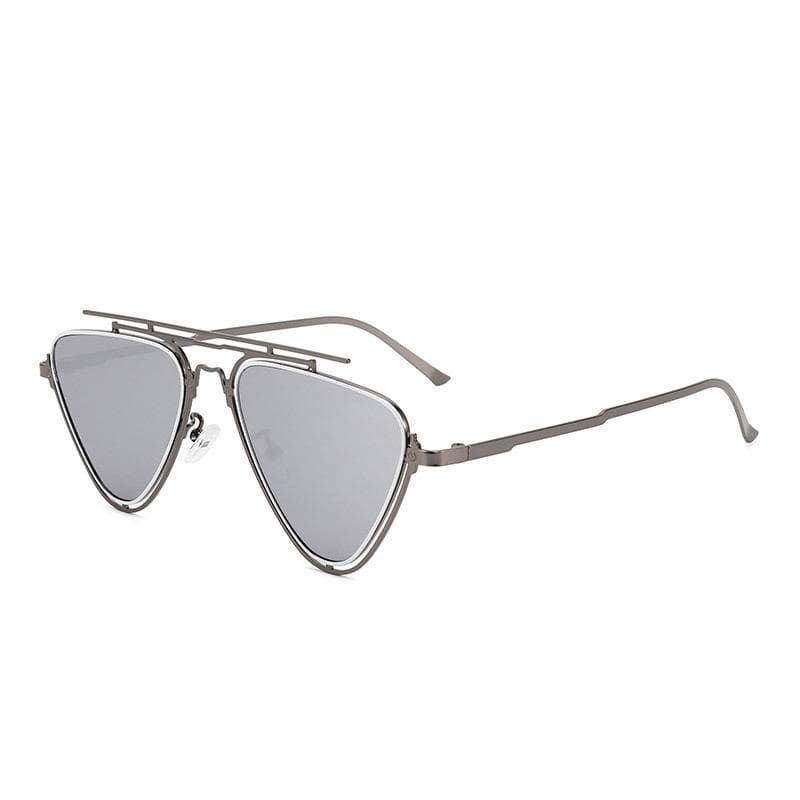 Luxury Retro Gradient Thin Frame Triangle Double Bridge Sunglasses UV400 for Women Men Fashion Outdoor Leisure as picture