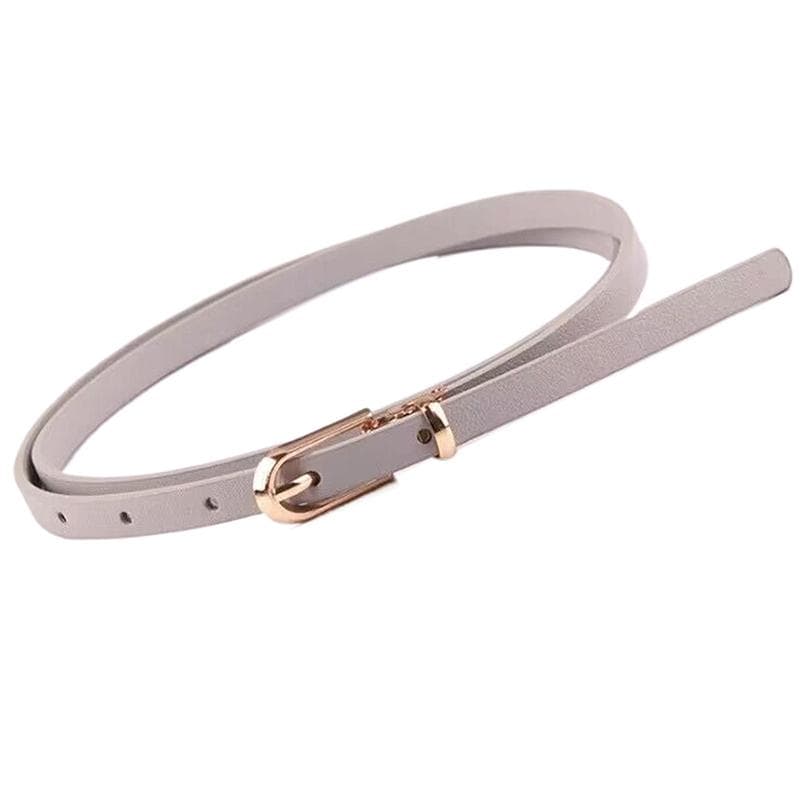 1Pc Fashion Black White Gray Women Belts Thin Skinny Waistband Pin Buckle Adjustable Belt Summer Dress Jeans Strap Pu Belts gray