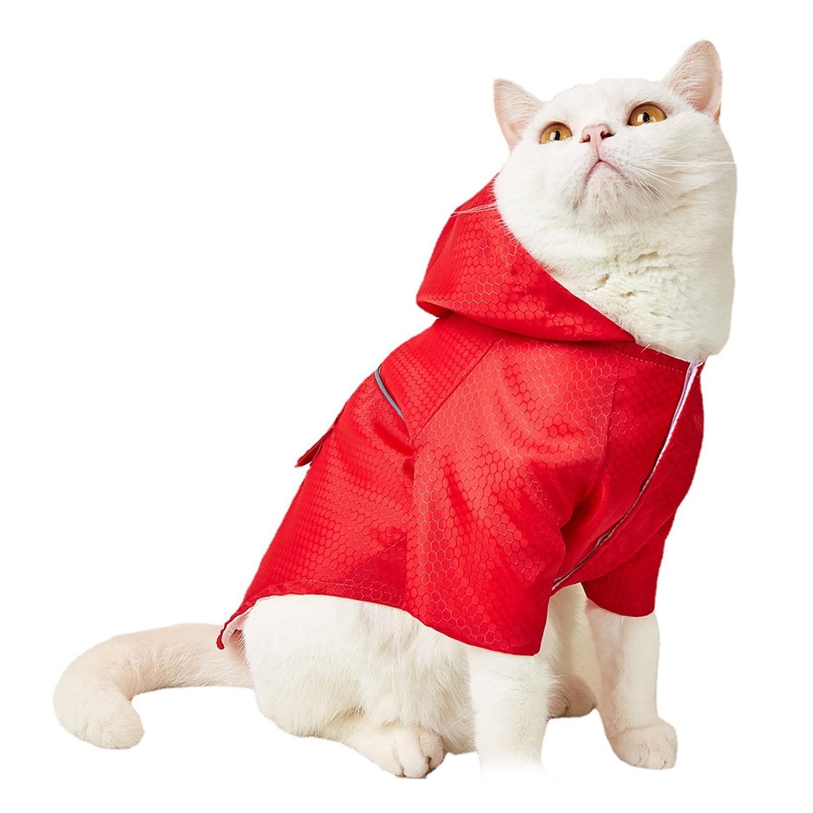 Hooded Pet Raincoat with Reflective Strip Leash Hole Waterproof Pet Rain Clothes Jacket for Puppy L(for 6.5-9kg) red