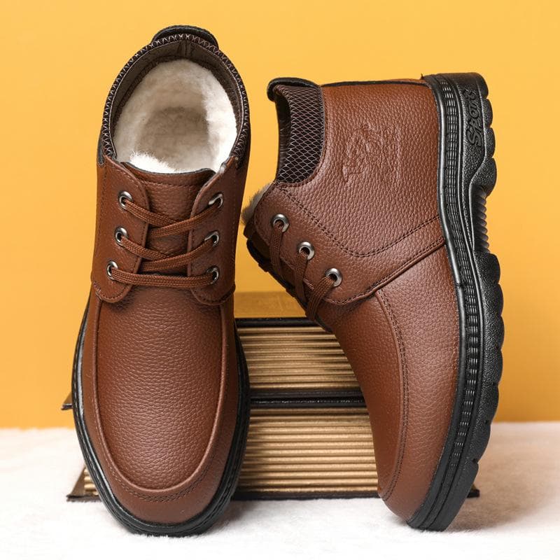 Men's Fashion Leather Shoes Formal Business Work Casual Shoes Outside Wear Low Top Lazy Slip On 44