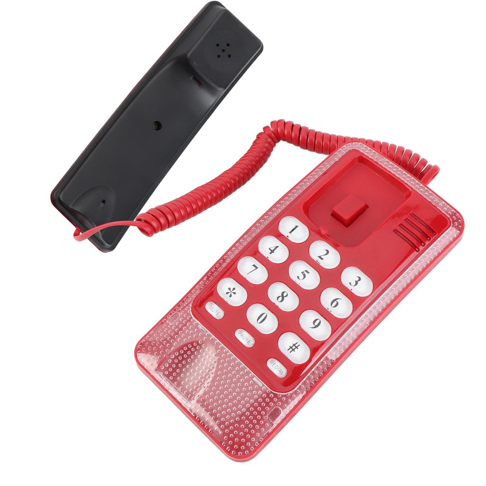 Wall Mount Landline Telephone Extension No Caller ID Home Phone For Hotel Family(Red) red