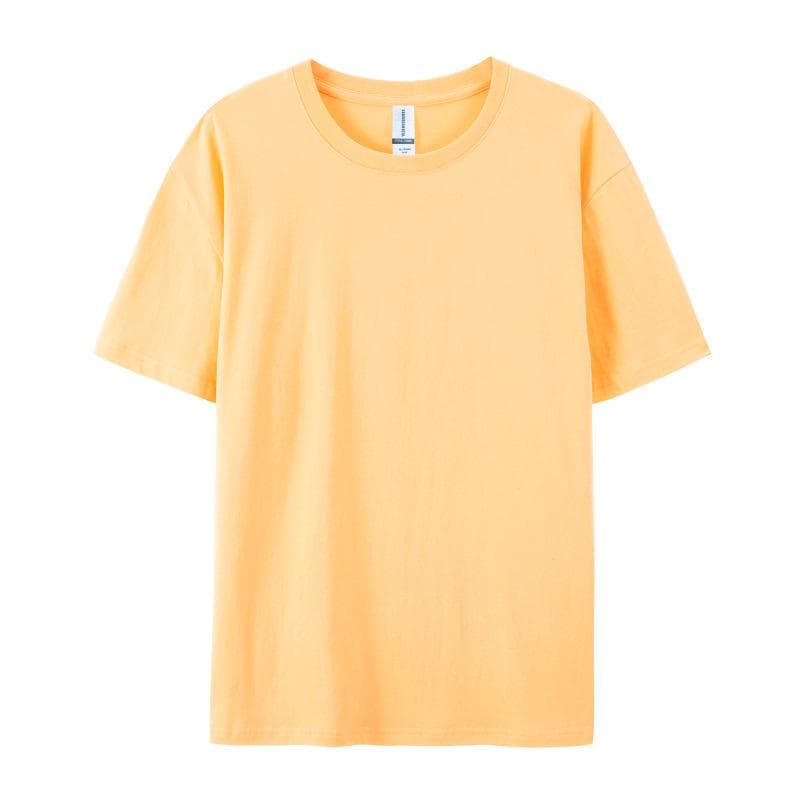 Cotton Short-sleeved T-shirt Men's Fashion Trend Black and White Clothing T-shirt Summer Men's and Women's Shirts with Pure Color Simple Match S light apricot
