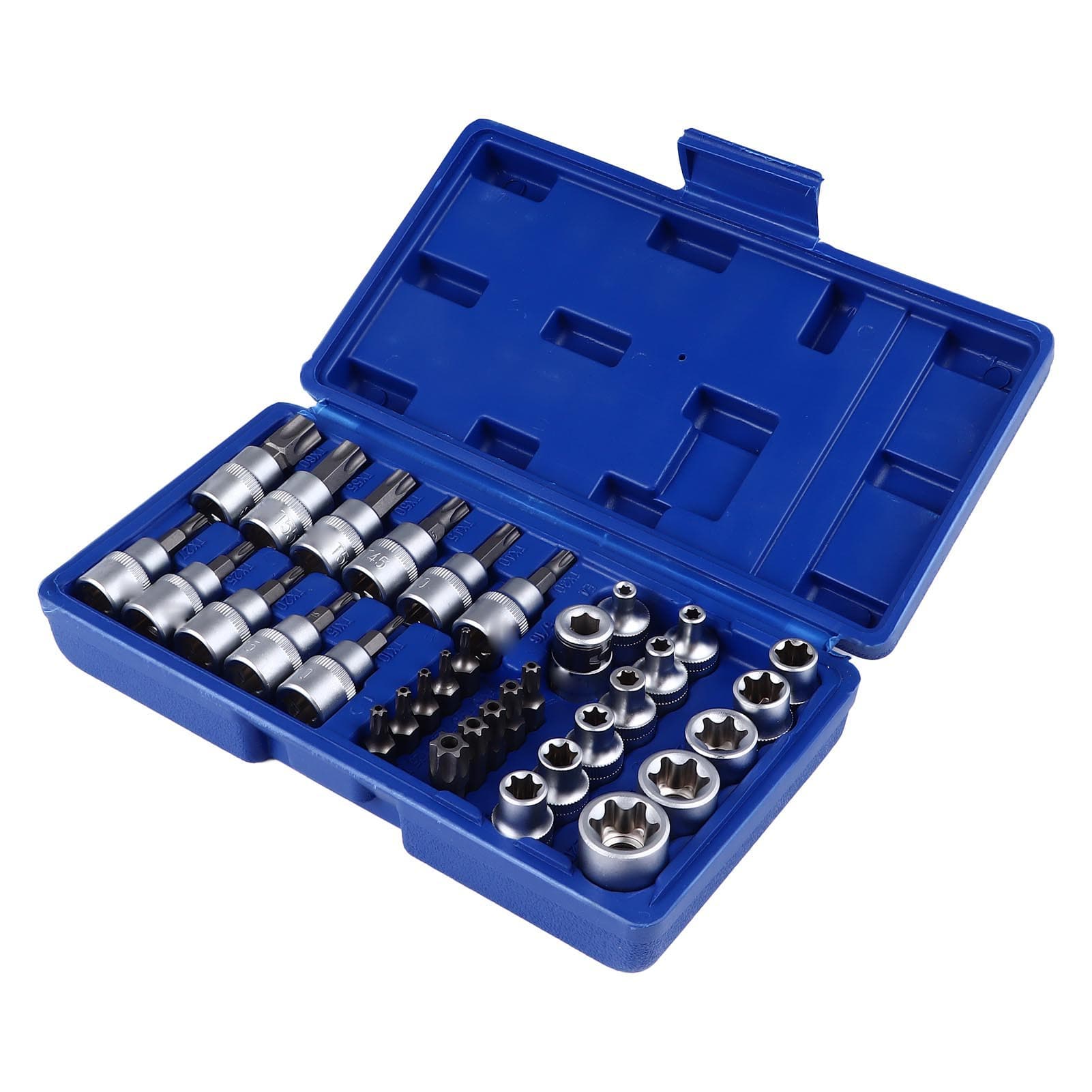 34Pcs Star Screwdriver Bit Socket Set with Storage Box for Bike Motorcycle Car Repair Maintenances