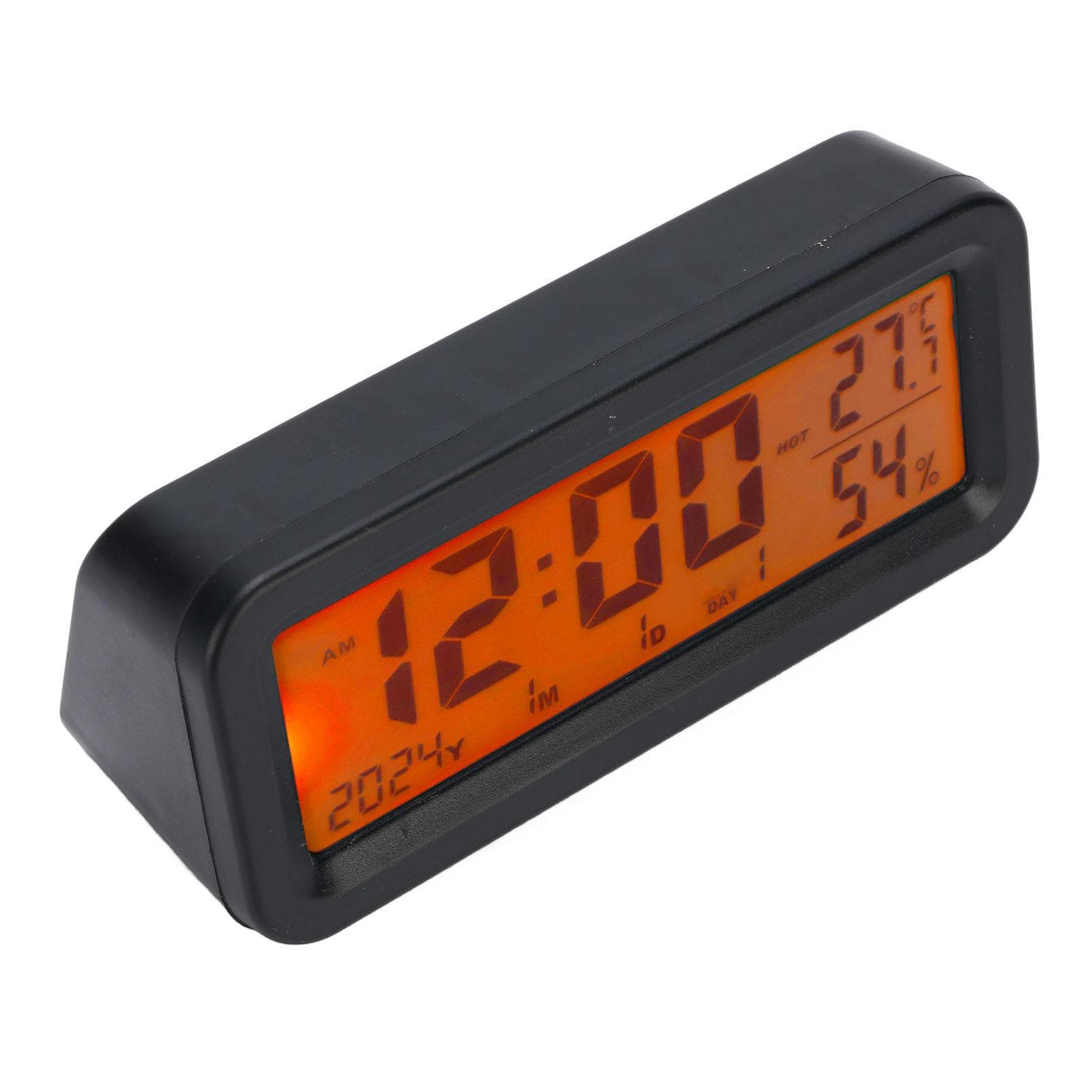 Car Dashboard Clock Luminous Electronic Clock Calendar Temperature Humidity Display Support Solar