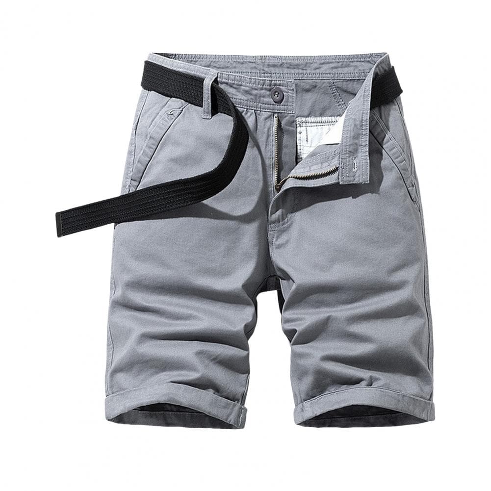 Men Summer Shorts Loose Mid Waist Solid Color Straight Pockets Sport Casual Daily Wear Knee Length Pants Beach Short Trousers 29 grey