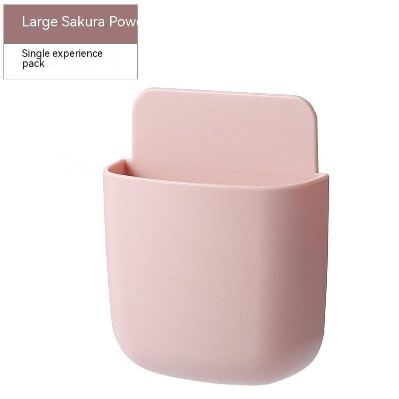 Wall Mounted Storage Box Mobile Phone Plug Holder Stand Rack Remote Control Storage Organizer Case for Air Conditioner TV pink