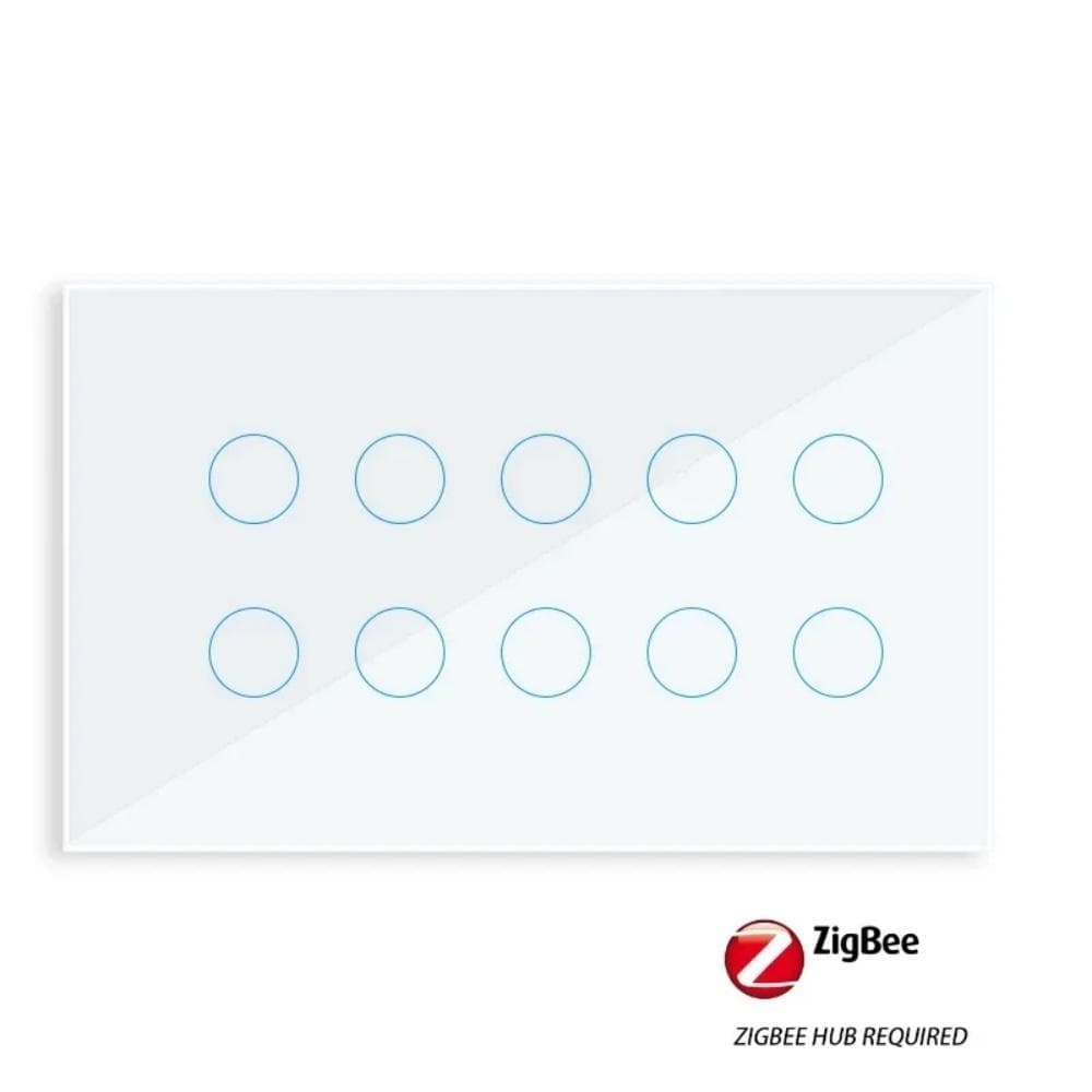 Melery Zigbee Smart Light Switch Wall Mounted Touch 8/10Gang Glass Panel with Alexa Google Home (Hub Required Signal Repeater) CHINA