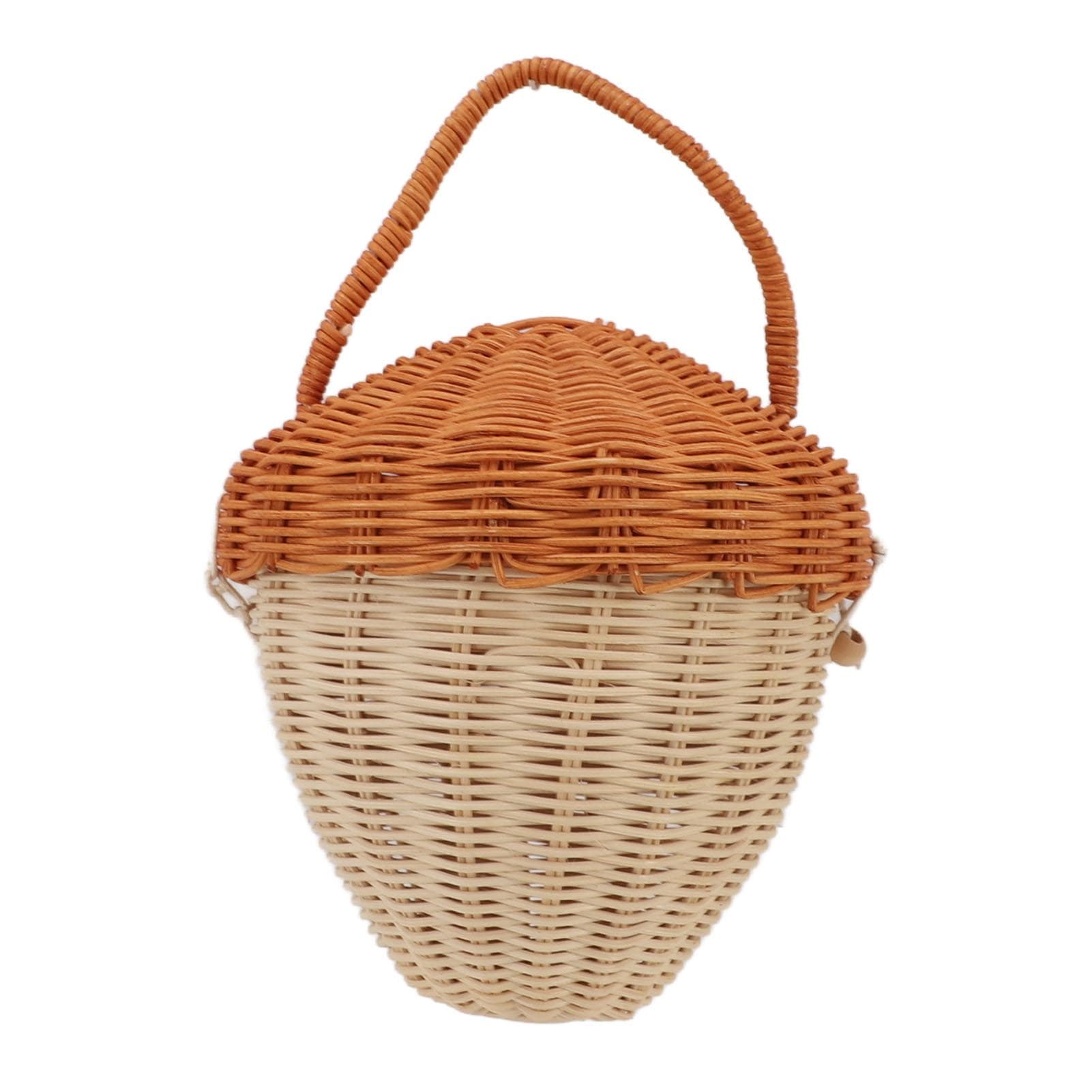 Rattan Storage Basket Mushroom Shape Decorative Woven Fruit Basket Wall Hanging Storage Basket with