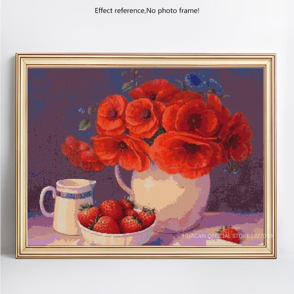 Diamond Mosaic Flower And Strawberry 5D DIY Diamond Painting Embroidery 20X30CM