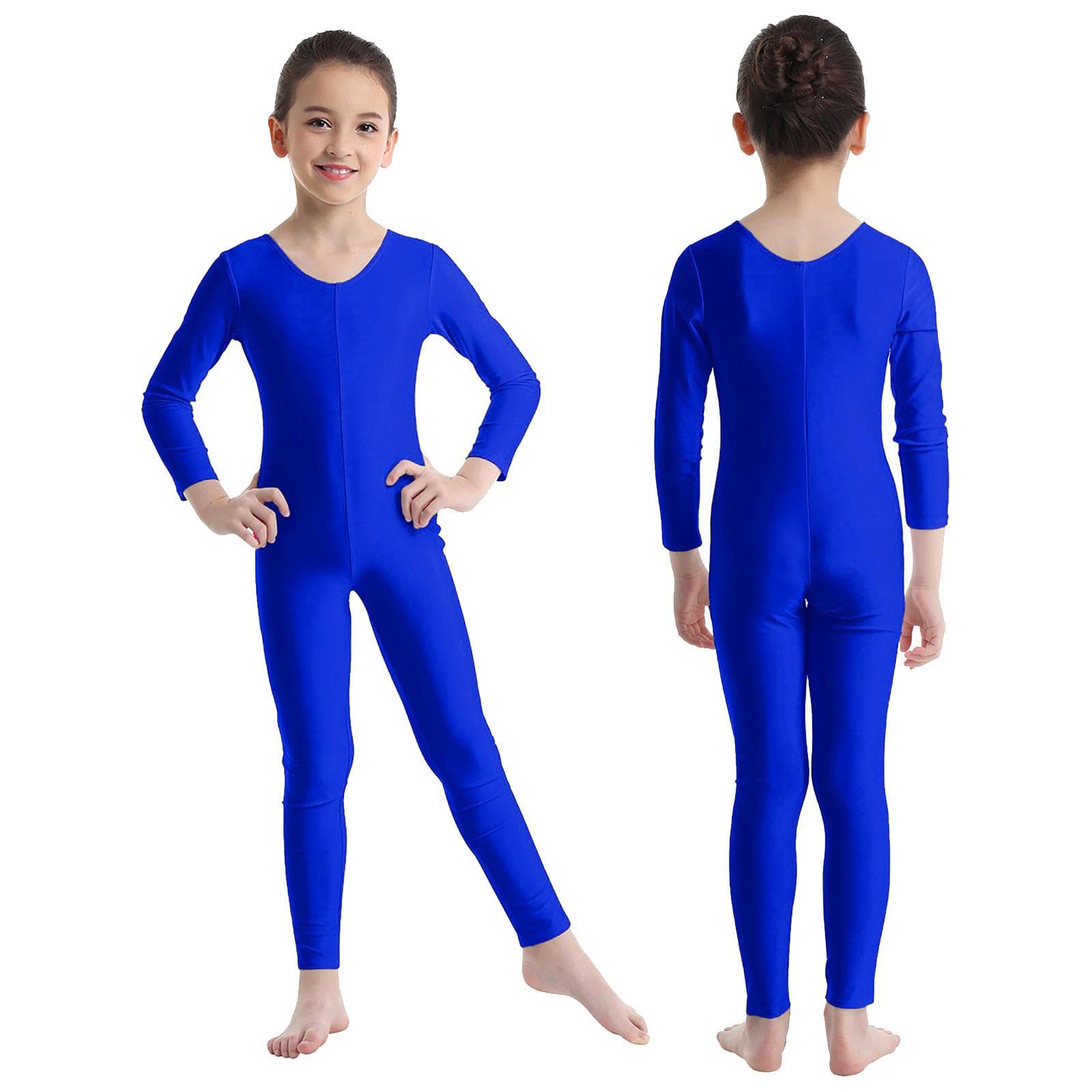 Kids Girls Stylish Clothing Long Sleeves Ballet Dance Gymnastics Leotard Jumpsuit Dancewear 8-10 Years royal blue