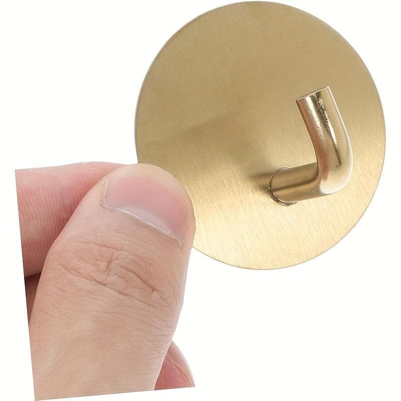 1Pc Stylish Golden Adhesive Hanger, No Drilling Required Wall Hanger, for Garments, Towels, Bathrobes -Contemporary Home Decoration Bathroom Items 1pc