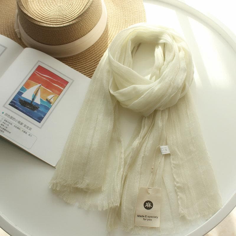 Cotton and linen scarf for women solid color thin silk scarf for autumn and winter warm neck protection scarf shawl short neck scarf 130
