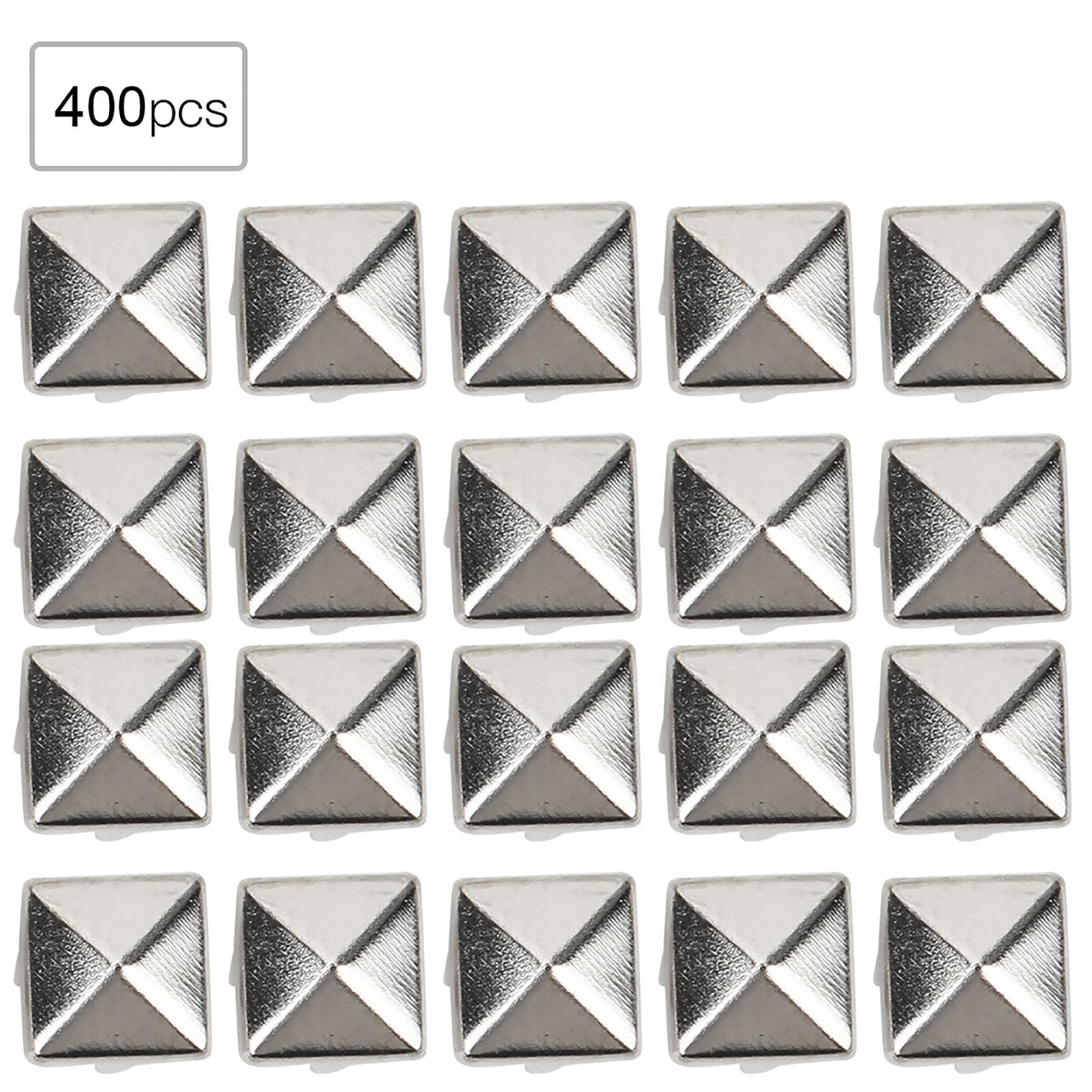 400 Sets 4MM-7MM DIY Leathercraft Spike Rivets Square Spike Studs Bags Shoes Belt AccessoriesBronze 5MM silver