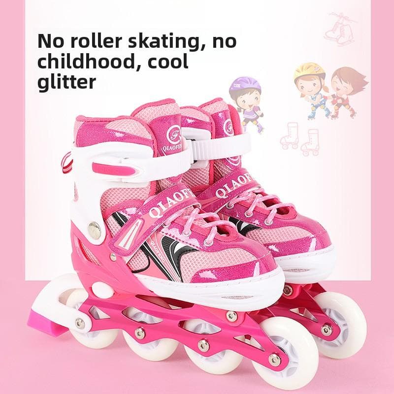 New Single-row Skates Children's Flash Wheel Set Adult PU Roller Skates Men's and Women's Speed Skating M(33-37)