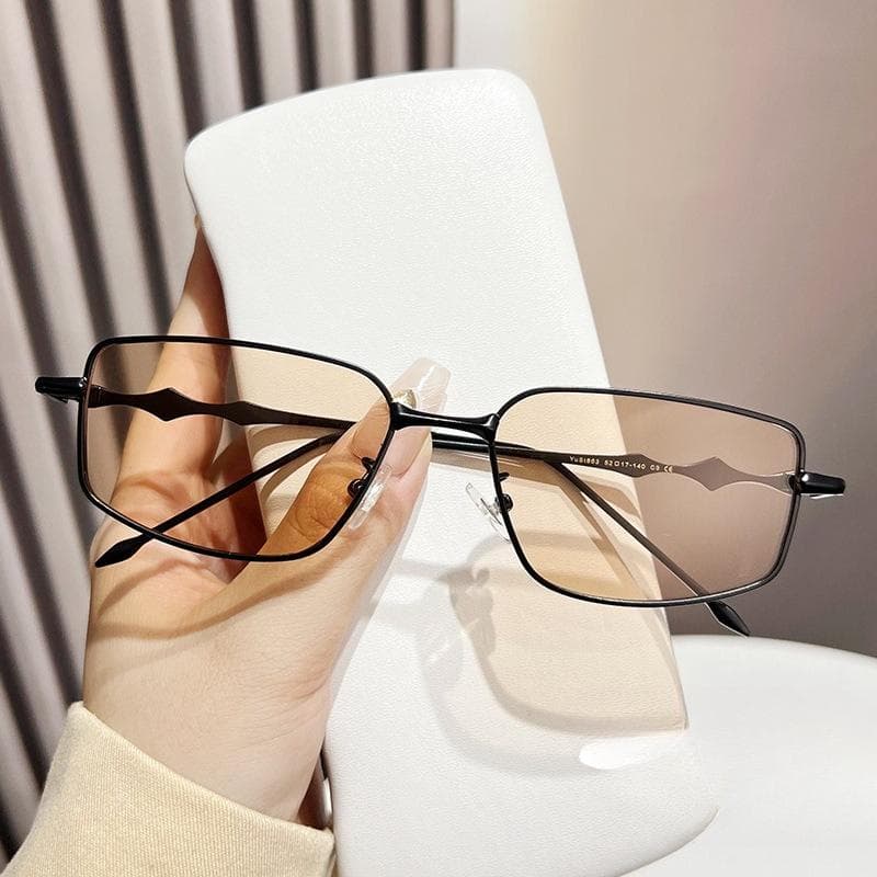 Vintage Metal Rectangle Glasses Frame Women Small Square Clear Optical Eyewear Transparent Lens Spectacle