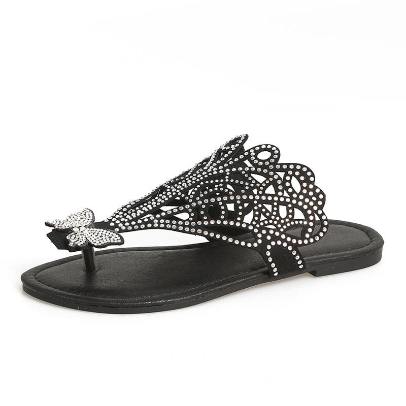 Casual Slipper Women's Summer New Luxury Rhinestone Brand Designer Sandals Ladies Comfortable Open Toe Beach Slippers 43
