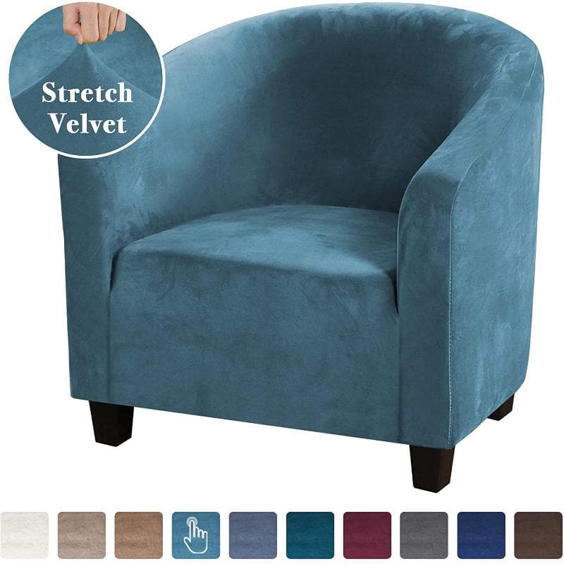 High Stretch Sofa Cover Velvet Tub Chair Cover Skid Resistance Furniture Protector Stretch Fabric Super Soft Couch Slipcover peacock blue